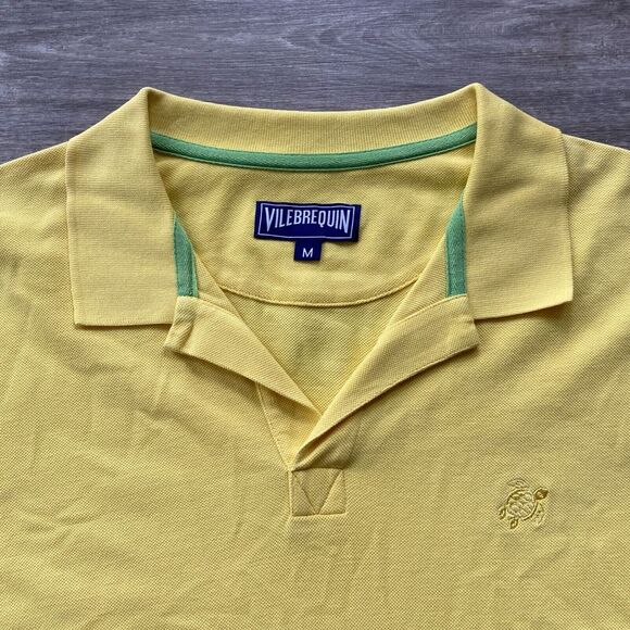 Vilebrequin Men's Yellow Embroidered Logo Short Sleeve Polo Shirt Medium Pastel - Picture 4 of 8
